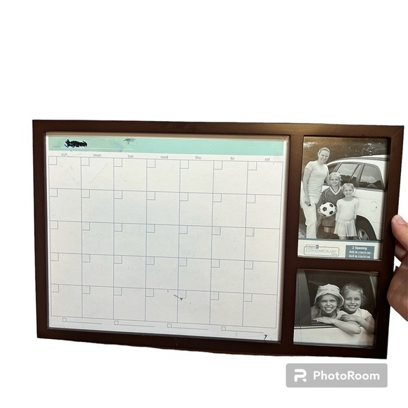White Board Calendar Picture Frame Schedule Keeper Home Organization Wood - Picture 1 of 5